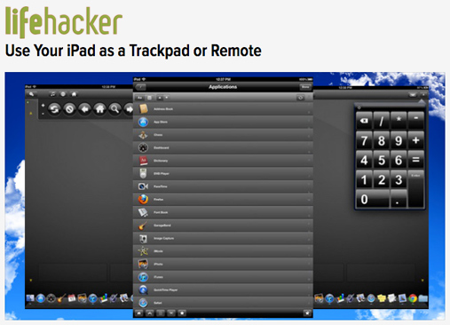 Lifehacker article featuring Mobile Mouse on iPad